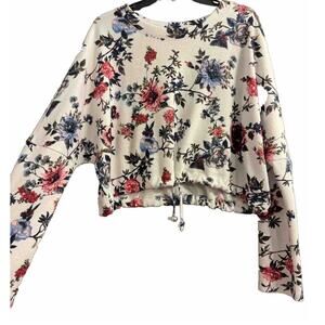 Liberty Love Sweater Juniors XL Womens Floral Boxy Oversized Cropped Feminine